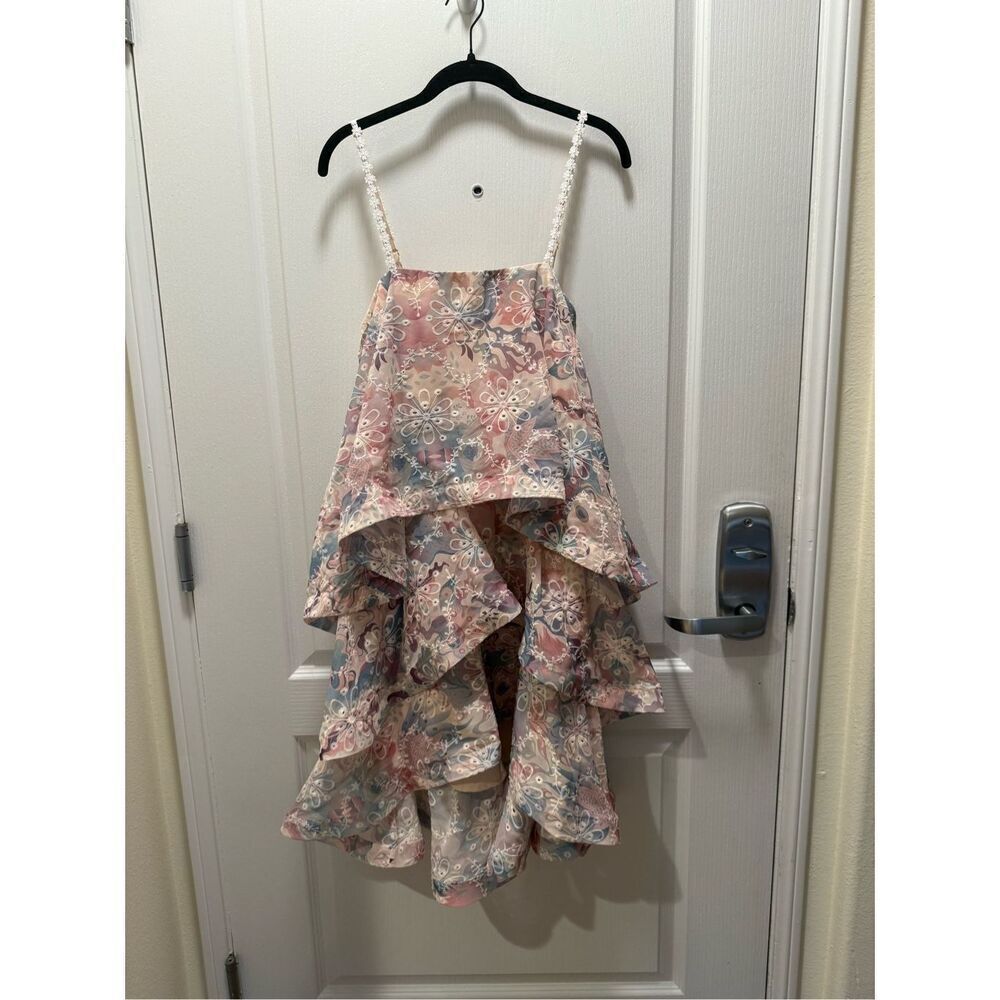 Elliatt Pastel Floral Lace High-Low Ruffle Wedding Dress